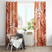 Polynesian Hibiscus Flower Tribal Window Curtain Peach Color