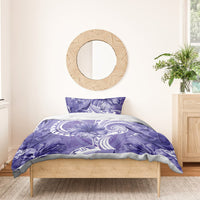 Polynesian Hibiscus Flower Tribal Bedding Set Violet Color