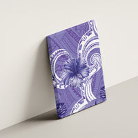 Polynesian Hibiscus Flower Tribal Canvas Wall Art Violet Color