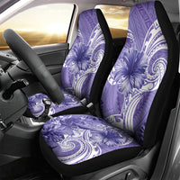 Polynesian Hibiscus Flower Tribal Car Seat Cover Violet Color