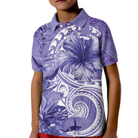 Polynesian Hibiscus Flower Tribal Kid Polo Shirt Violet Color