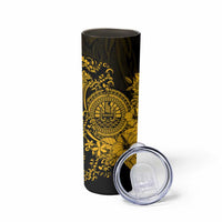 Gold Polynesian Tahiti Island Skinny Tumbler The Wave of Water LT9 - Polynesian Pride