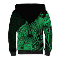 Polynesian Tahiti Island Sherpa Hoodie The Wave of Water - Green LT9 - Polynesian Pride