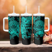 Turquoise Polynesian Tahiti Island Tumbler With Handle The Wave of Water