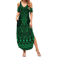Kakariki Maori Ta Moko Poutama Art Family Matching Summer Maxi Dress and Hawaiian Shirt