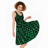 Kakariki Maori Ta Moko Poutama Art Midi Dress - Polynesian Pride