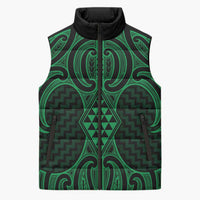 Kakariki Maori Ta Moko Poutama Art Sleeveless Puffer Jacket - Polynesian Pride