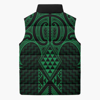 Kakariki Maori Ta Moko Poutama Art Sleeveless Puffer Jacket - Polynesian Pride