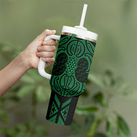 Kakariki Maori Ta Moko Poutama Art Tumbler With Handle