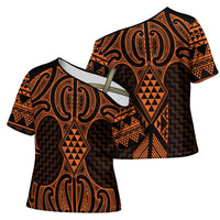 Karaka Maori Ta Moko Poutama Art Cross Shoulder Shirt - Polynesian Pride