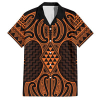 Karaka Maori Ta Moko Poutama Art Family Matching Puletasi and Hawaiian Shirt LT9 Dad's Shirt - Short Sleeve Gold - Polynesian Pride