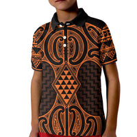 Karaka Maori Ta Moko Poutama Art Kid Polo Shirt LT9 Kid Gold - Polynesian Pride