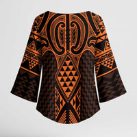 Karaka Maori Ta Moko Poutama Art Kimono Sleeve Blouse - Polynesian Pride