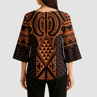 Karaka Maori Ta Moko Poutama Art Kimono Sleeve Blouse - Polynesian Pride