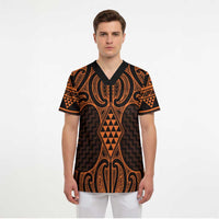 Karaka Maori Ta Moko Poutama Art Scrub Top - Polynesian Pride