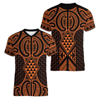 Karaka Maori Ta Moko Poutama Art Women V-Neck T-Shirt