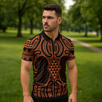 Karaka Maori Ta Moko Poutama Art Zipper Polo Shirt - Polynesian Pride