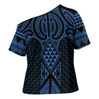 Kikorangi Maori Ta Moko Poutama Art Cross Shoulder Shirt - Polynesian Pride