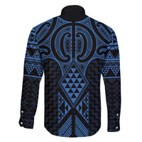 Kikorangi Maori Ta Moko Poutama Art Family Matching Off The Shoulder Long Sleeve Dress and Hawaiian Shirt LT9 - Polynesian Pride