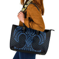 Kikorangi Maori Ta Moko Poutama Art Leather Tote Bag LT9 Blue - Polynesian Pride