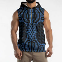Kikorangi Maori Ta Moko Poutama Art Sleeveless Zip Hoodie - Polynesian Pride