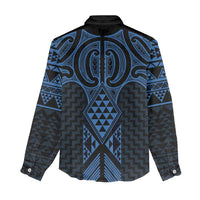 Kikorangi Maori Ta Moko Poutama Art Women Casual Shirt