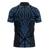 Kikorangi Maori Ta Moko Poutama Art Zipper Polo Shirt - Polynesian Pride