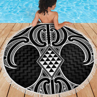 Ma Maori Ta Moko Poutama Art Beach Blanket