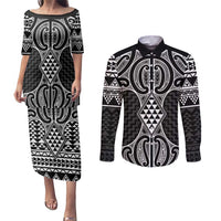 Ma Maori Ta Moko Poutama Art Couples Matching Puletasi and Long Sleeve Button Shirt