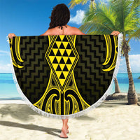 Mahi-dawg Maori Ta Moko Poutama Art Beach Blanket