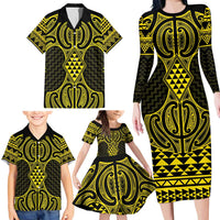 Mahi-dawg Maori Ta Moko Poutama Art Family Matching Long Sleeve Bodycon Dress and Hawaiian Shirt LT9 - Polynesian Pride