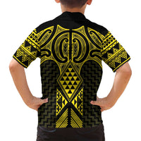 Mahi-dawg Maori Ta Moko Poutama Art Family Matching Off Shoulder Short Dress and Hawaiian Shirt