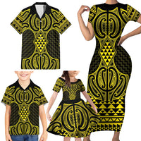Mahi-dawg Maori Ta Moko Poutama Art Family Matching Short Sleeve Bodycon Dress and Hawaiian Shirt LT9 - Polynesian Pride