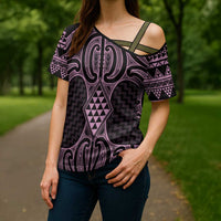 Mawhero Maori Ta Moko Poutama Art Cross Shoulder Shirt - Polynesian Pride