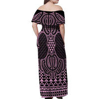 Mawhero Maori Ta Moko Poutama Art Family Matching Off Shoulder Maxi Dress and Hawaiian Shirt