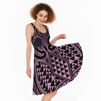 Mawhero Maori Ta Moko Poutama Art Midi Dress - Polynesian Pride