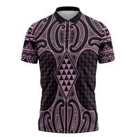 Mawhero Maori Ta Moko Poutama Art Zipper Polo Shirt - Polynesian Pride