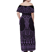 Waiporoporo Maori Ta Moko Poutama Art Family Matching Off Shoulder Maxi Dress and Hawaiian Shirt
