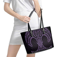 Waiporoporo Maori Ta Moko Poutama Art Leather Tote Bag
