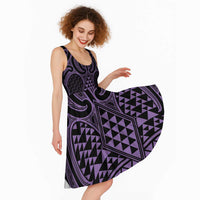 Waiporoporo Maori Ta Moko Poutama Art Midi Dress - Polynesian Pride