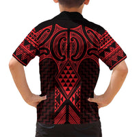 Whero Maori Ta Moko Poutama Art Family Matching Off Shoulder Short Dress and Hawaiian Shirt