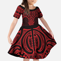 Whero Maori Ta Moko Poutama Art Kid Short Sleeve Dress