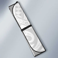 New Zealand Rangatira Custom Auto Sun Shade All White Niho Taniwha Maori Tribal - Polynesian Pride