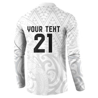 New Zealand Rangatira Custom Button Sweatshirt All White Niho Taniwha Maori Tribal