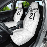 New Zealand Rangatira Custom Car Seat Cover All White Niho Taniwha Maori Tribal