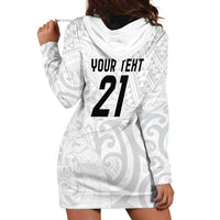 New Zealand Rangatira Custom Hoodie Dress All White Niho Taniwha Maori Tribal