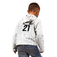 New Zealand Rangatira Custom Kid Hoodie All White Niho Taniwha Maori Tribal