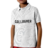 New Zealand Rangatira Custom Kid Polo Shirt All White Niho Taniwha Maori Tribal