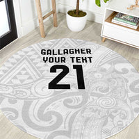New Zealand Rangatira Custom Round Carpet All White Niho Taniwha Maori Tribal