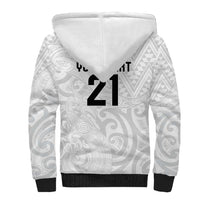New Zealand Rangatira Custom Sherpa Hoodie All White Niho Taniwha Maori Tribal